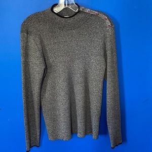 CALVIN KLEIN Gray Ribbed Mock Neck Sweater Sz M